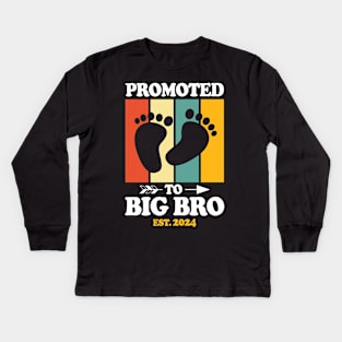 Promoted to be a Big Bro - Est. 2024 Kids Long Sleeve T-Shirt